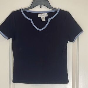 Norton Studio Navy Short Sleeve Top Size S